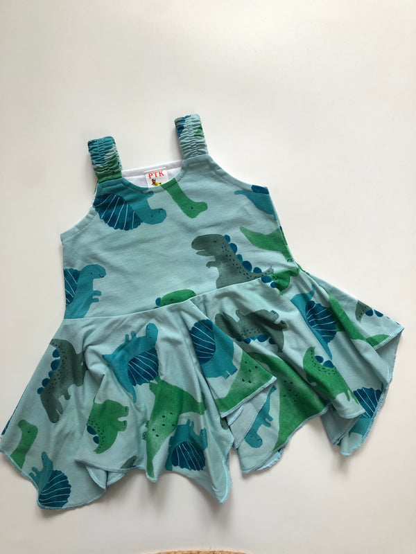 Dinosaur print asymmetric frock(ASY42)