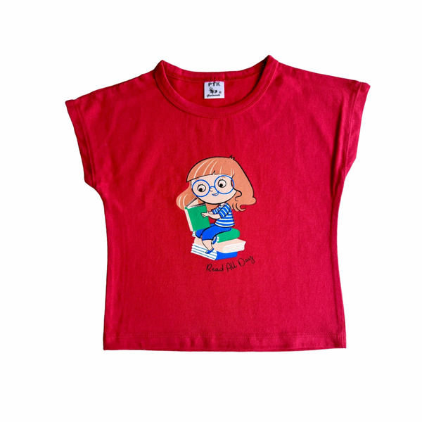 Red coloured read all day flat sleeve top(FST9)