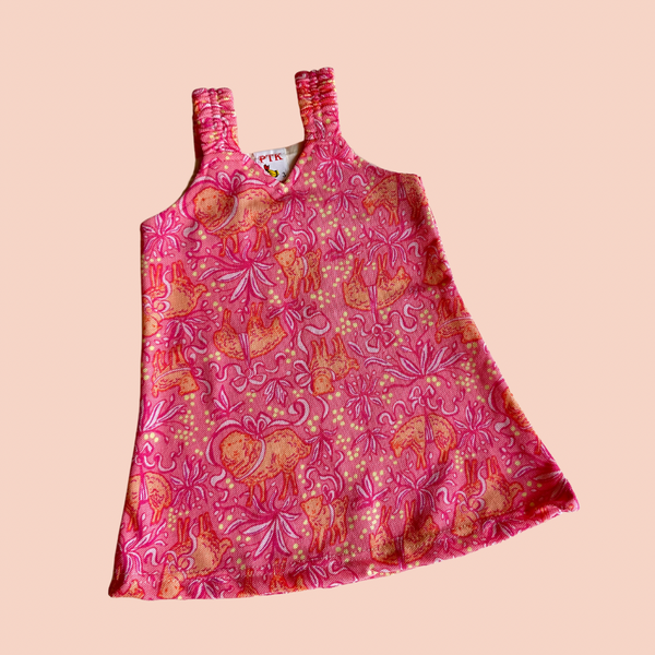 pink coloured animal print belt frock(BEL25)