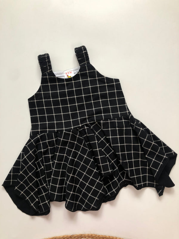 Black checked asymmetric frock(ASY39)