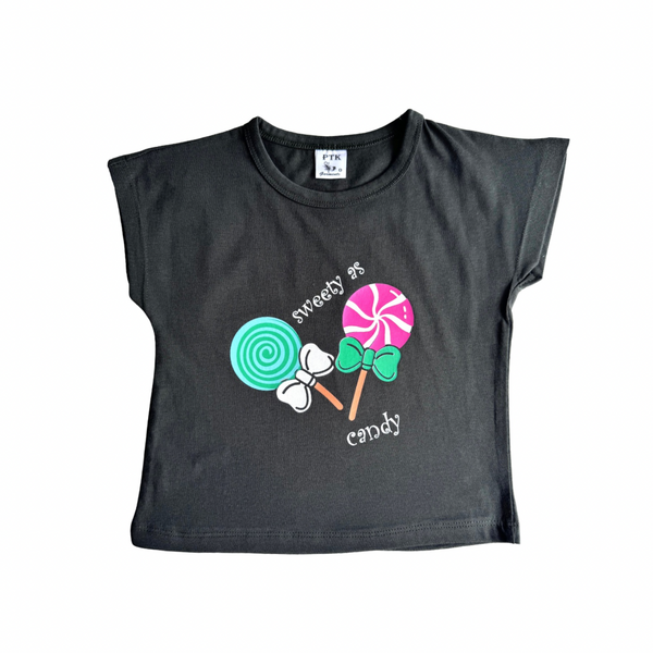 Bottle green coloured sweet as candy flat sleeve top(FST7)