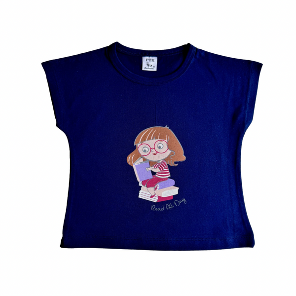 Dark blue coloured read all day flat sleeve top(FST10)