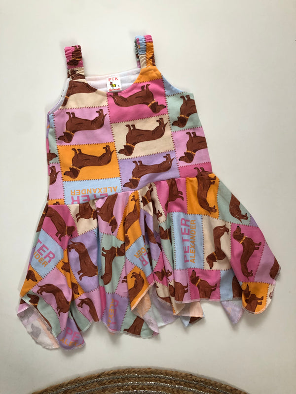 Dog print asymmetric frock(ASY46)