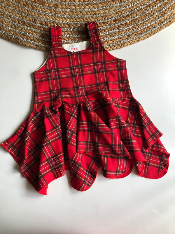 Tartan print asymmetric frock(ASY25)