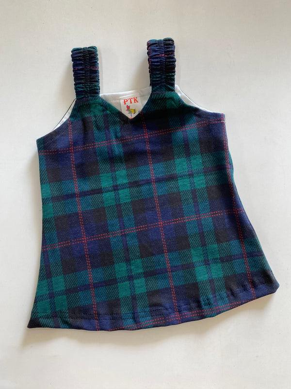 Green checked print belt frock(BEL88)