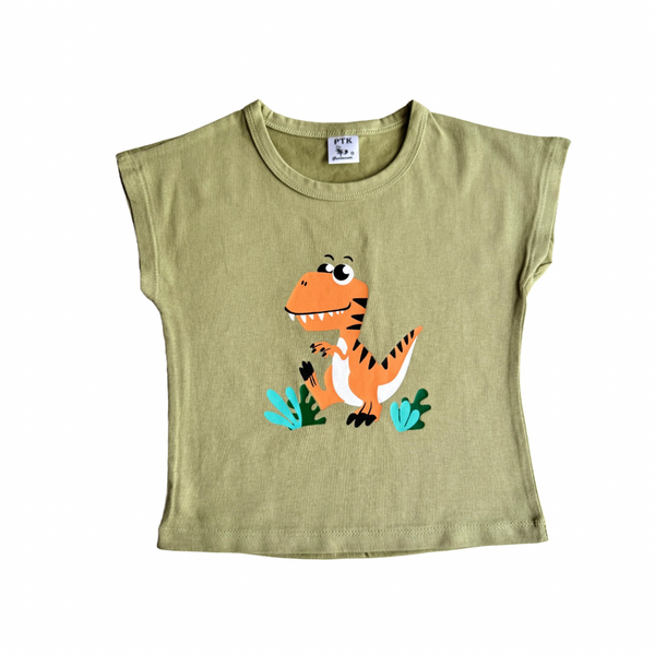 Dinosaur print flat sleeve top(FST8)
