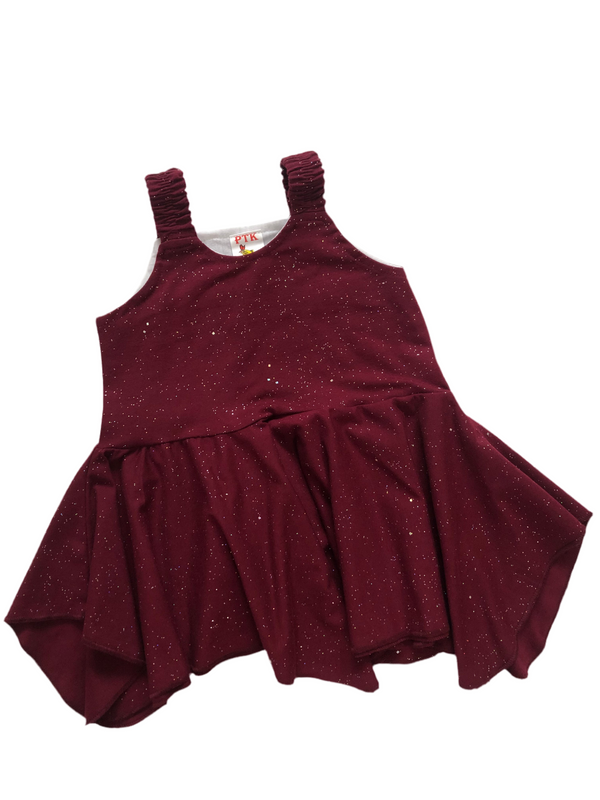 Maroon glittered Asymmetric Frock(ASY24)