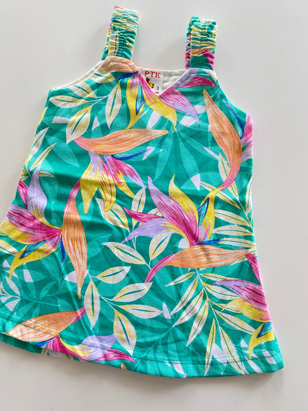 Light green coloured leaf print belt frock(BEL77)