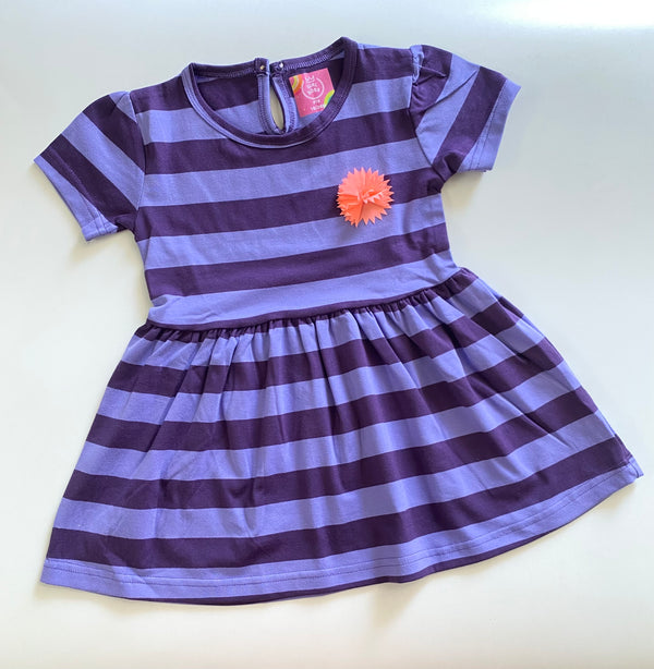 Violet theme print striped frock