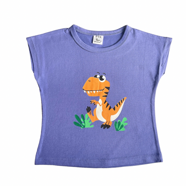Lavender coloured dinosaur print flat sleeve top(FST18)