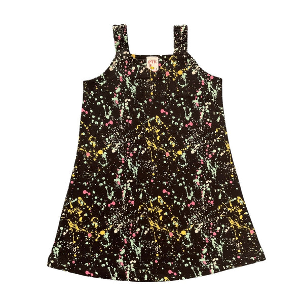Black and multi coloured print belt frock(BEL75)