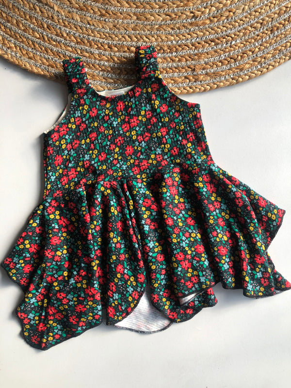 Multifloral print asymmetric frock(ASY31)