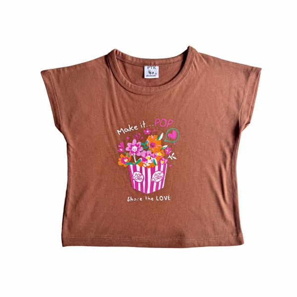 Brown coloured make it pop flat sleeve top(FST14)