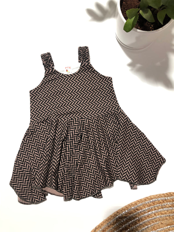 Geometric print asymmetric frock(ASY41)