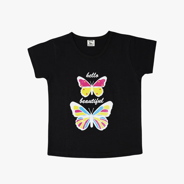 Dark blue coloured hello beatiful print basic top(BST6)