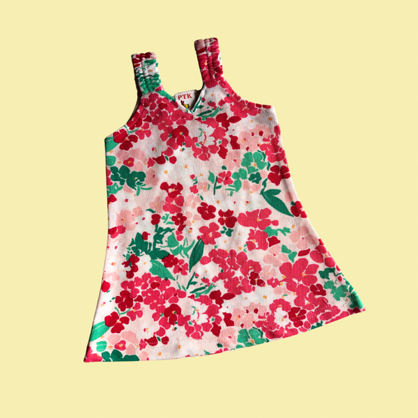 Pink and green floral belt frock(BEL27)