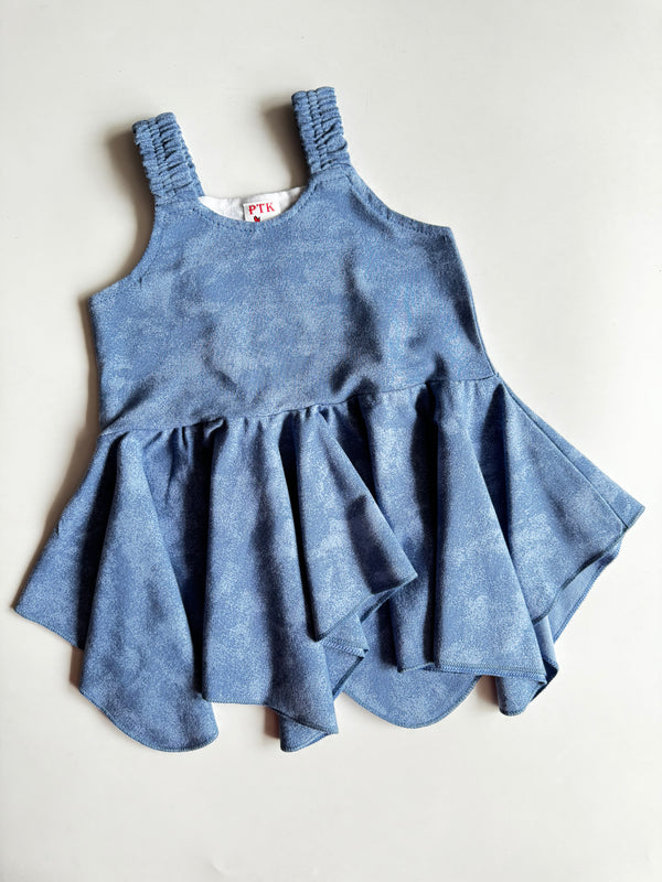 Blue abstract print asymmetric frock(ASY57)