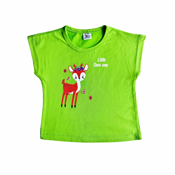 Green coloured little deer one flat sleeve top(FST2)
