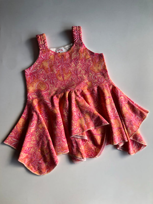 Pink coloured animal print asymmetric frock(ASY47)
