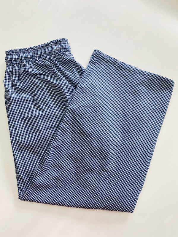 Dark blue small checked plazzo pant