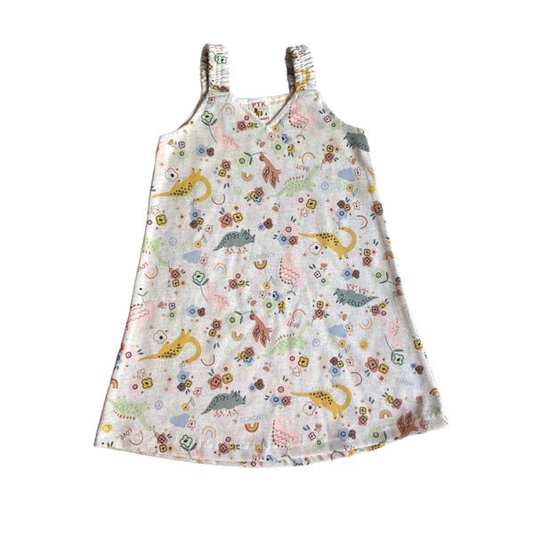 Dinosaur print grey coloured belt frock(BEL60)