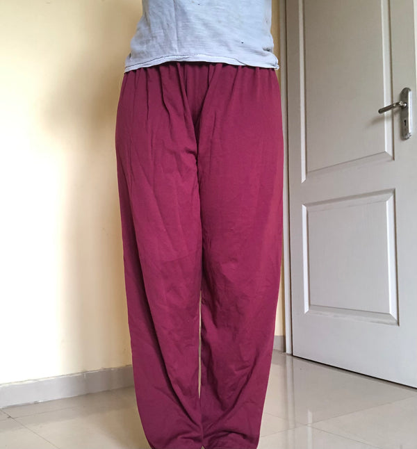 Maroon colour solid plain women’s pant