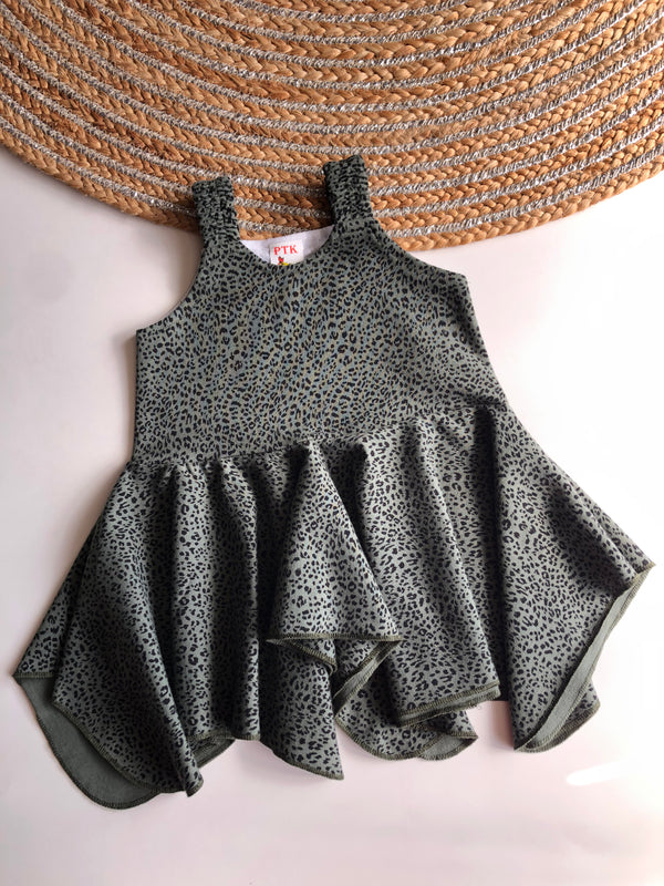 Olive Green Colored Asymmetric Frock (ASY11)