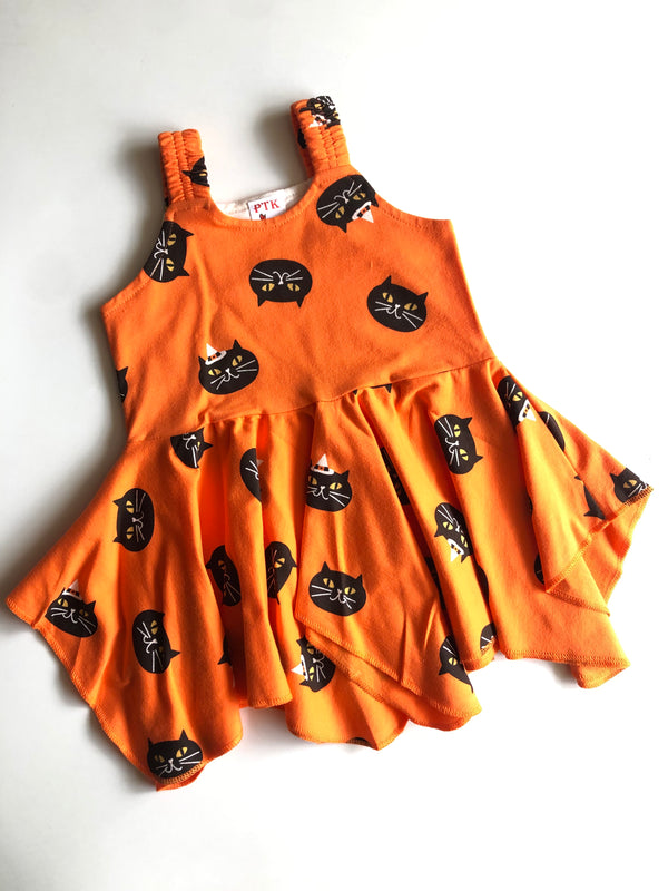 Cat Print Asymmetric Frock (ASY16)