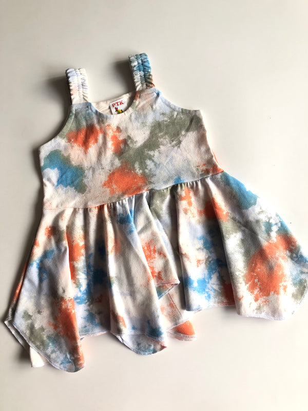 Multi Colour Abstract Print Asymmetric Frock (ASY17)
