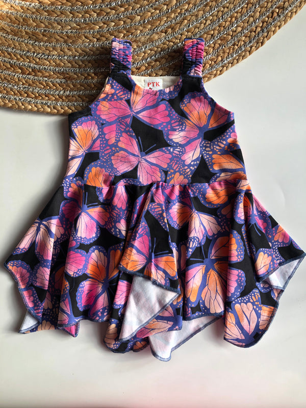 Butterflies print asymmetric frock (ASY2)