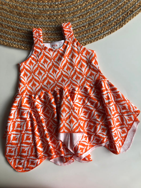 Geometric print asymmetric frock (ASY3)