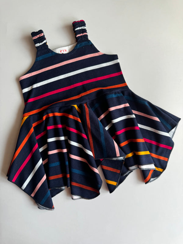 Dark blue stripped asymmetric frock(ASY54)