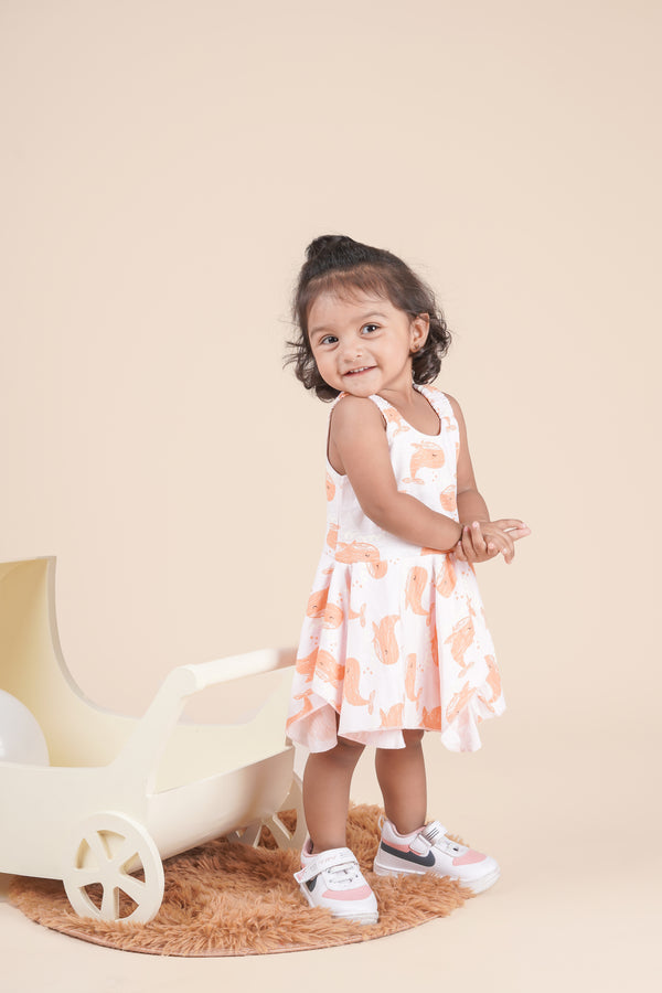 summer vibe print asymmetric frock(ASY50)