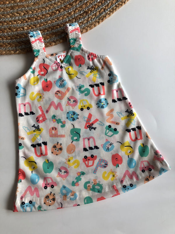 Kids play theme print belt frock(BEL54)