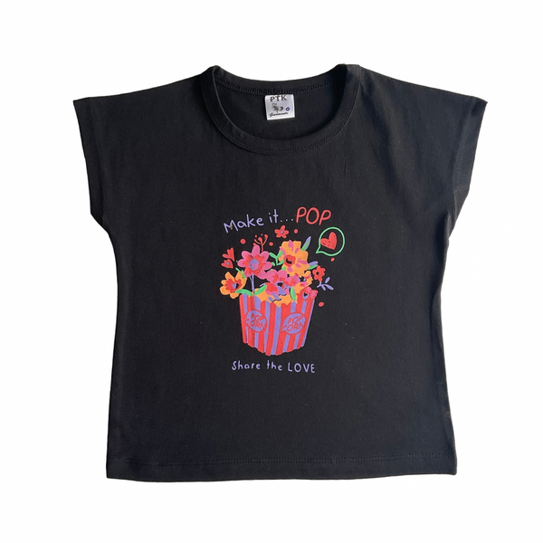 Black coloured make it pop print flat sleeve top(FST21)