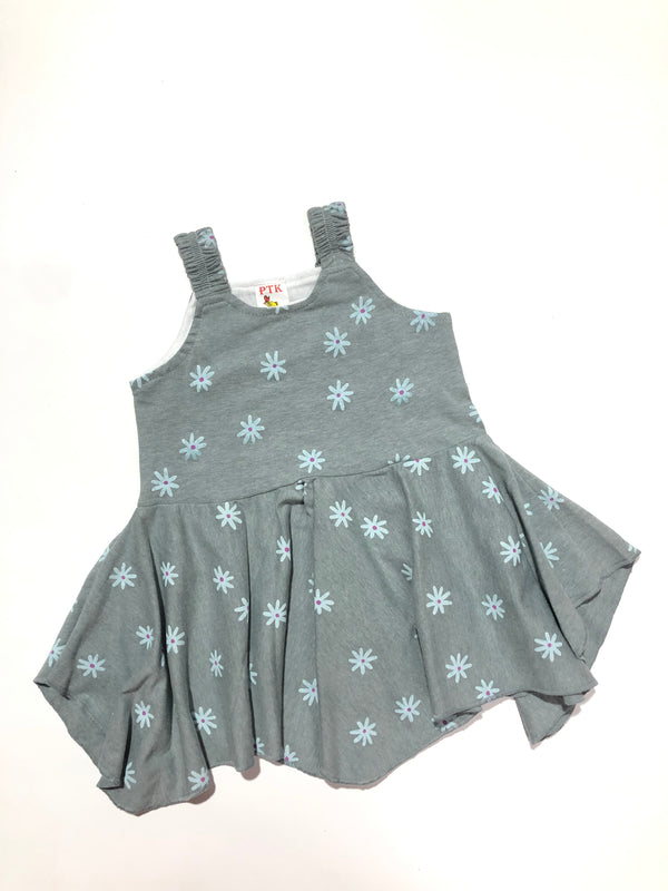 Grey coloured floral printed asymmetric frock(ASY22)