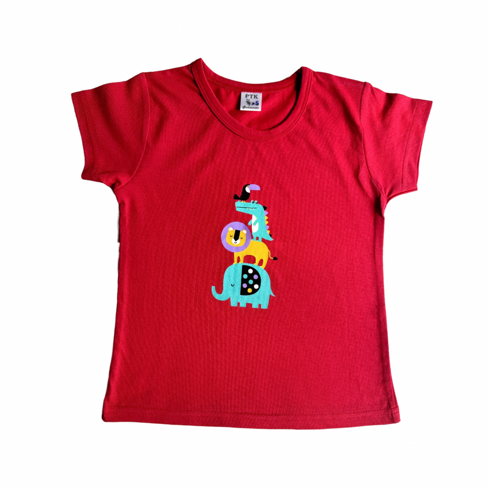 Red coloured animal print basic top(BST9)