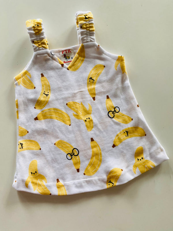 Banana print belt frock(BEL96)