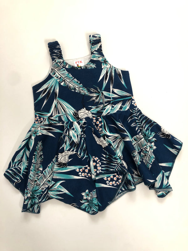 Dark blue coloured tree print asymmetric frock(ASY44)