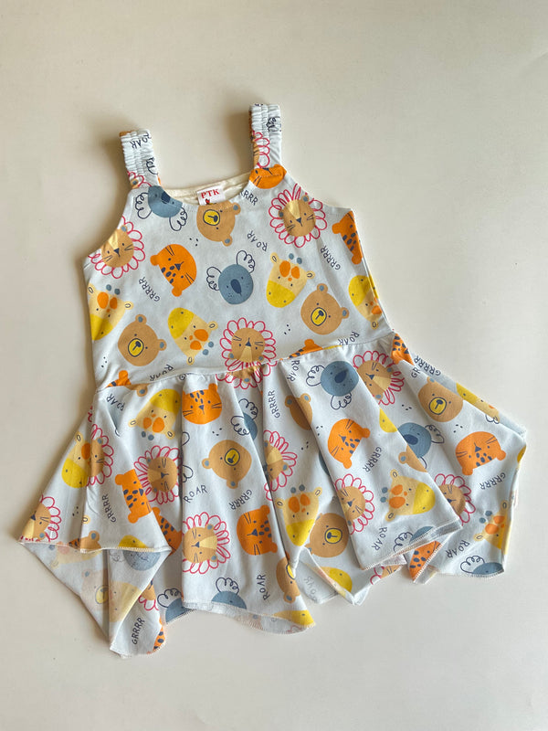 Roar animal print asymmetric frock(ASY56)