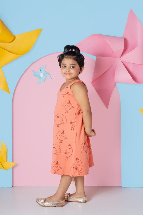Fruit illustrated print belt frock(BEL31)