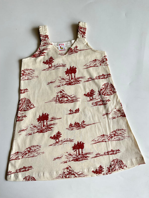 Light sandal colour with tree print belt frock(BEL32)