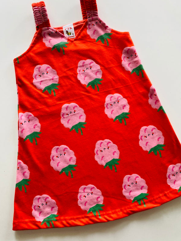 custard apple print belt frock(BEL84)